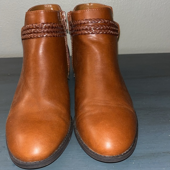 Style & Co. Womens Fellicity Faux Leather Ankle Brown Cognac Booties sz 7.5 EUC - Picture 7 of 14